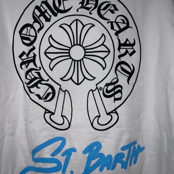 EXCLUSIVE Chrome Hearts St Barths White Hoodie Baby blue horse shoe logo - Picture 12 of 12